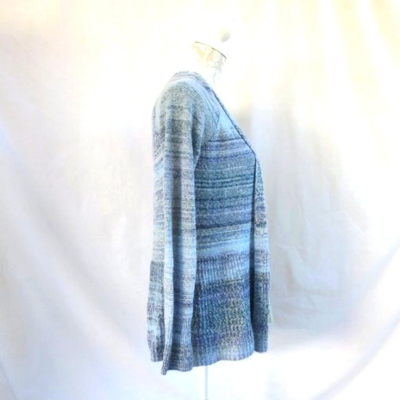 New Sonoma Sweater Costal Blue Striped Lightweight Cotton Open Cardigan Size SP - Picture 4 of 12